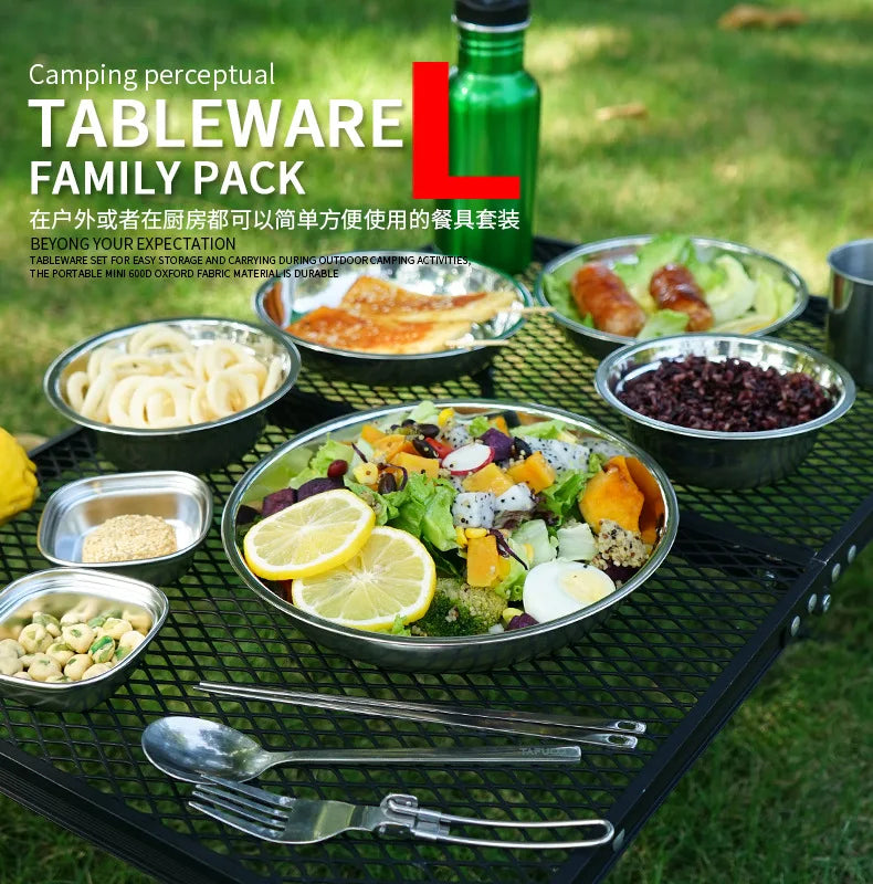 New Camp Cooking Portable Dining Plate Set of 22 Outdoor Camping Tableware Self driving BBQ Plate Home Soup Pot Bowl Plate Set