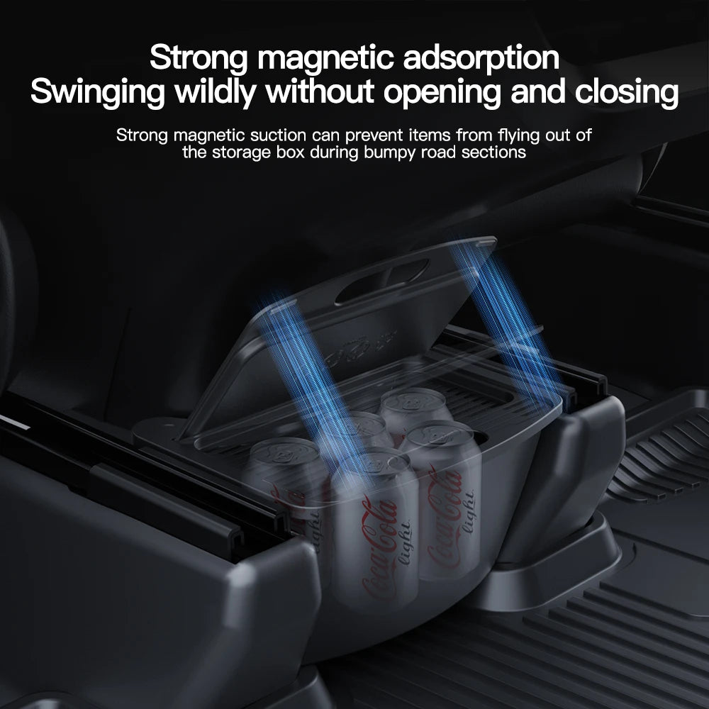 Tesla Model Y Juniper 2021-2025, Magnetic Suction Back Row Intermediate Storage Box , Tesla Storage Box Car Accessories