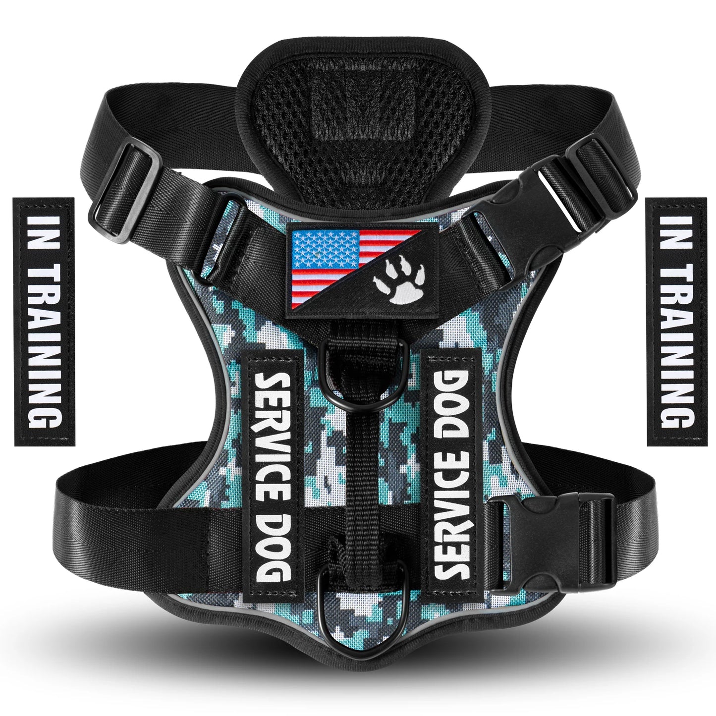 Service Dog Harness, Reflective Dog Vest Harness , Adjustable Soft Oxford Pet Harness.