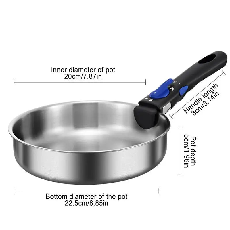 Outdoor Cookware Stainless Steel Frying Pan, Portable Detachable Handle Pot, NonStick Frying pan.