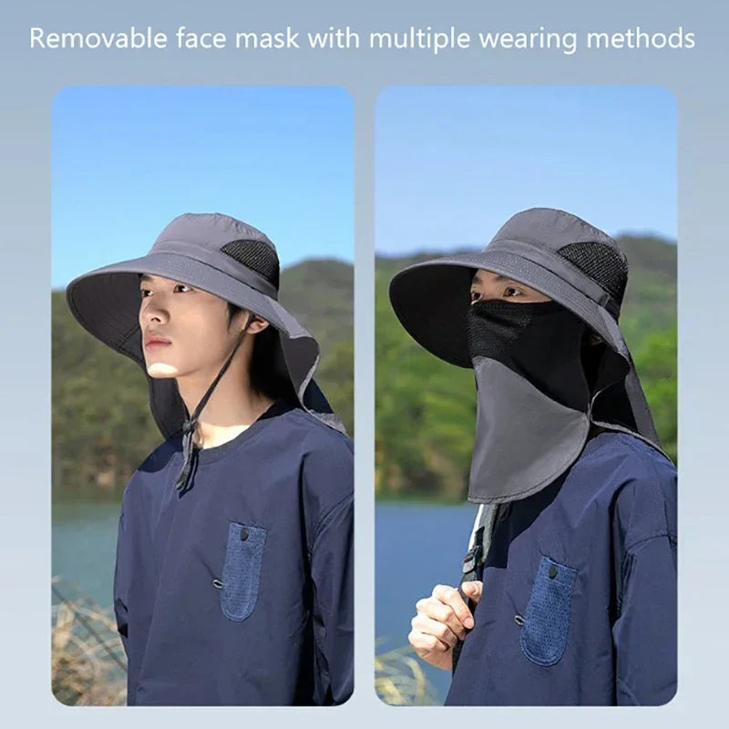 Summer Sun Hats UV Protection. Outdoor Hunting Fishing Cap For Men Women. Hiking Camping Visor. Bucket Hat Neck Flap Fisherman Hat