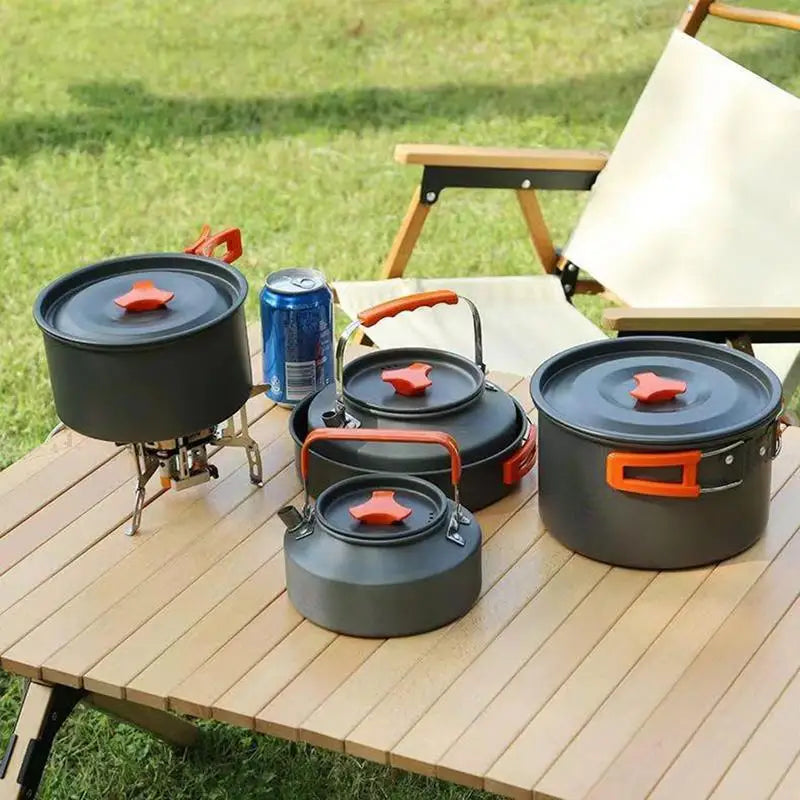 Portable Camping Cookware Set, Outdoor Pot Tableware Kit, Cooking Water Kettle Pan ,Travel Cutlery Utensils, Hiking Picnic Equipment
