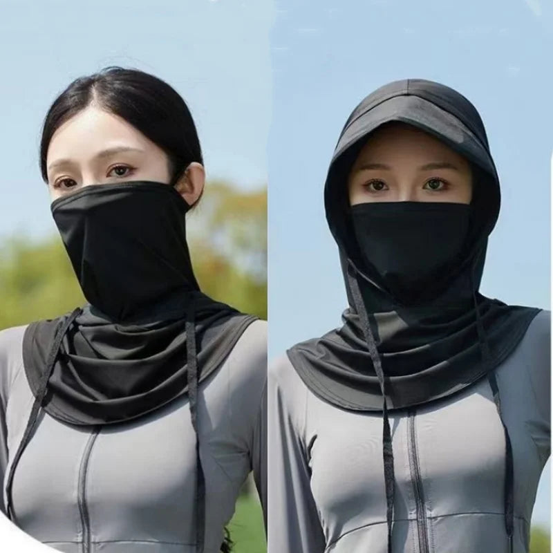 Summer 360 Full Face Sun Protection Mask. Hat Ice Silk Anti-UV Fishing Cycling Hood Neck Mask Covers Integrated Sunhat
