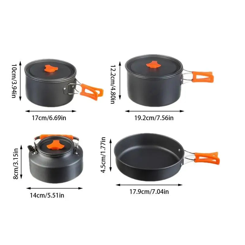 Portable Camping Cookware Set, Outdoor Pot Tableware Kit, Cooking Water Kettle Pan ,Travel Cutlery Utensils, Hiking Picnic Equipment