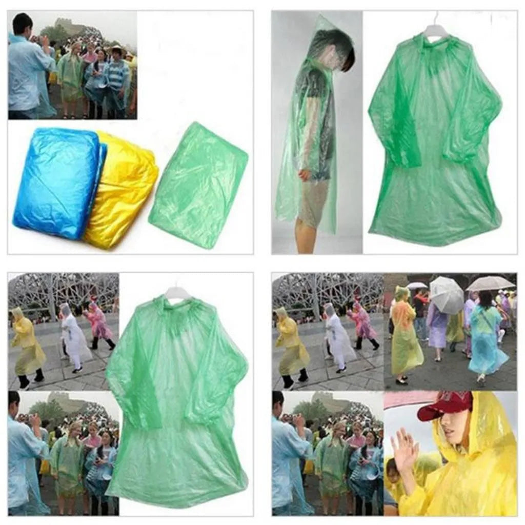 Disposable Rain Ponchos Raincoat with Hood, Adults Emergency Waterproof Raincoat for Camping Hiking Sport Outdoors