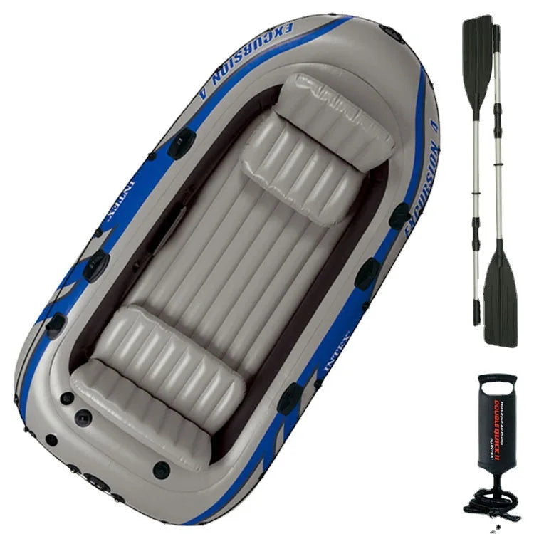Intex 68324 Inflatable Rubber Boat - 4-Person Kayak For Fishing, Rafting, And Rowing