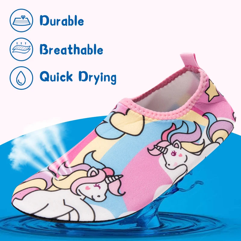 Kids Water Sport Beach Swimming Socks Girl Thin Multi Prints Anti Slip Fitness Yoga Dance Swim Surf Diving Underwater Shoes