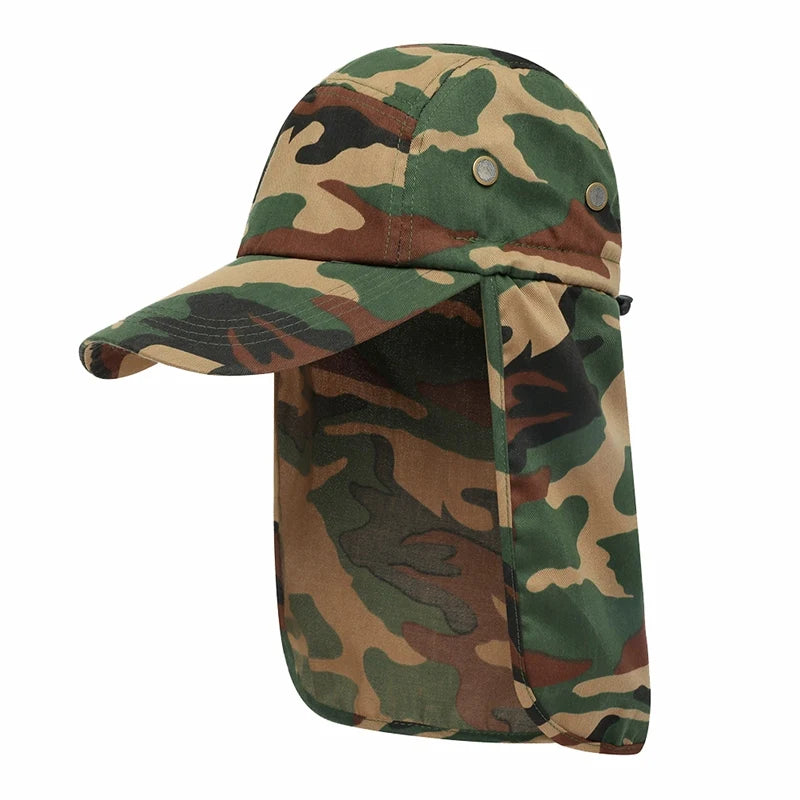 Outdoor Summer Sunscreen Fisherman Hats Women Men. Breathable Fishing Caps Wide Brim Sun Hat with Neck Flap For Travel Hiking