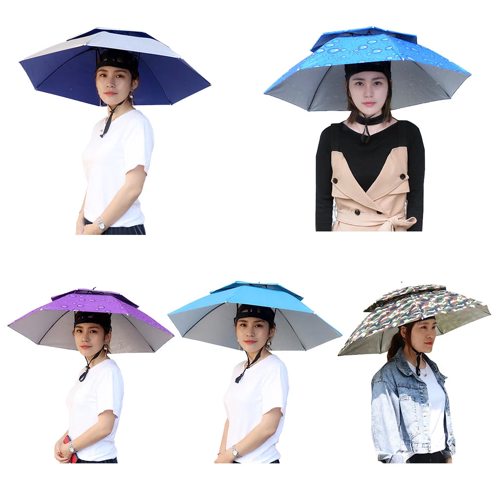 Umbrella Hat Foldable Fishing Sunshade Headwear Cap Waterproof Camping Beach Fishing Hat