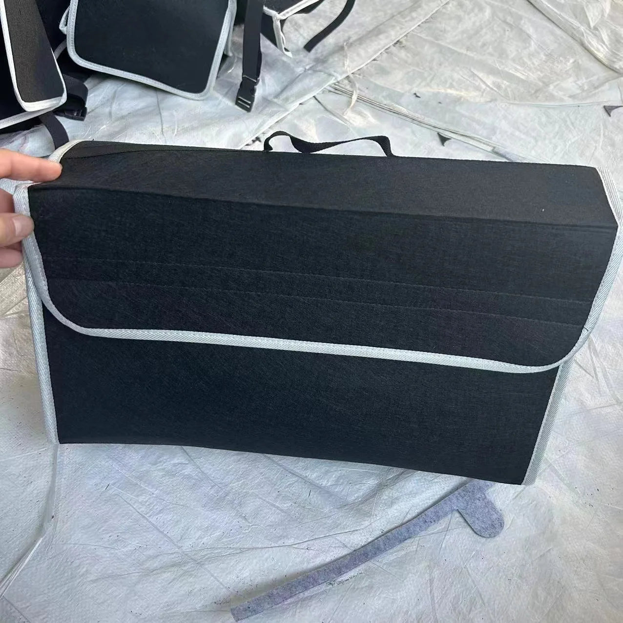 Gray Anti Slip Compartment Boot Storage Organizer, Tool Car Storage Bag, Car Trunk Organizer, Soft Felt Storage Box Car Accessories