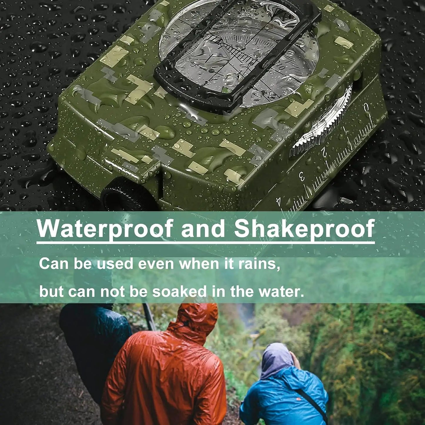 Compass, Military, Waterproof, Sighting, Bubble Levels, Carrying Bag, for Hiking, Camping, Climbing, Biking.