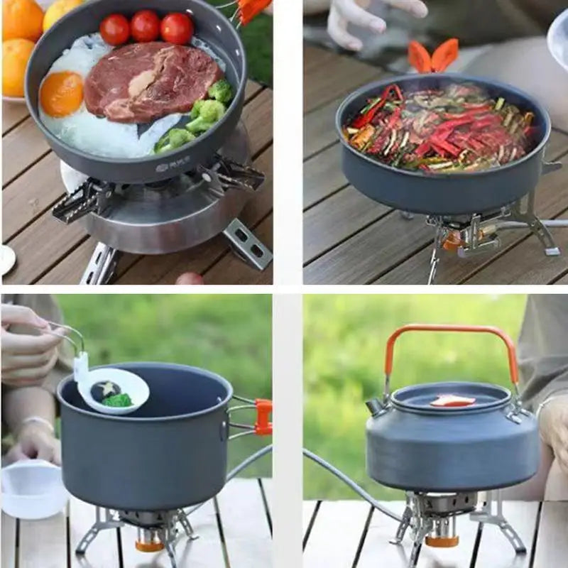 Portable Camping Cookware Set, Outdoor Pot Tableware Kit, Cooking Water Kettle Pan ,Travel Cutlery Utensils, Hiking Picnic Equipment