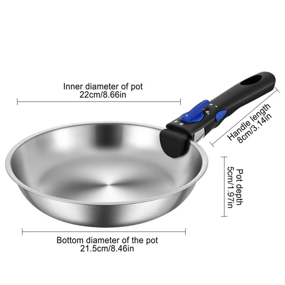 Outdoor Cookware Stainless Steel Frying Pan, Portable Detachable Handle Pot, NonStick Frying pan.