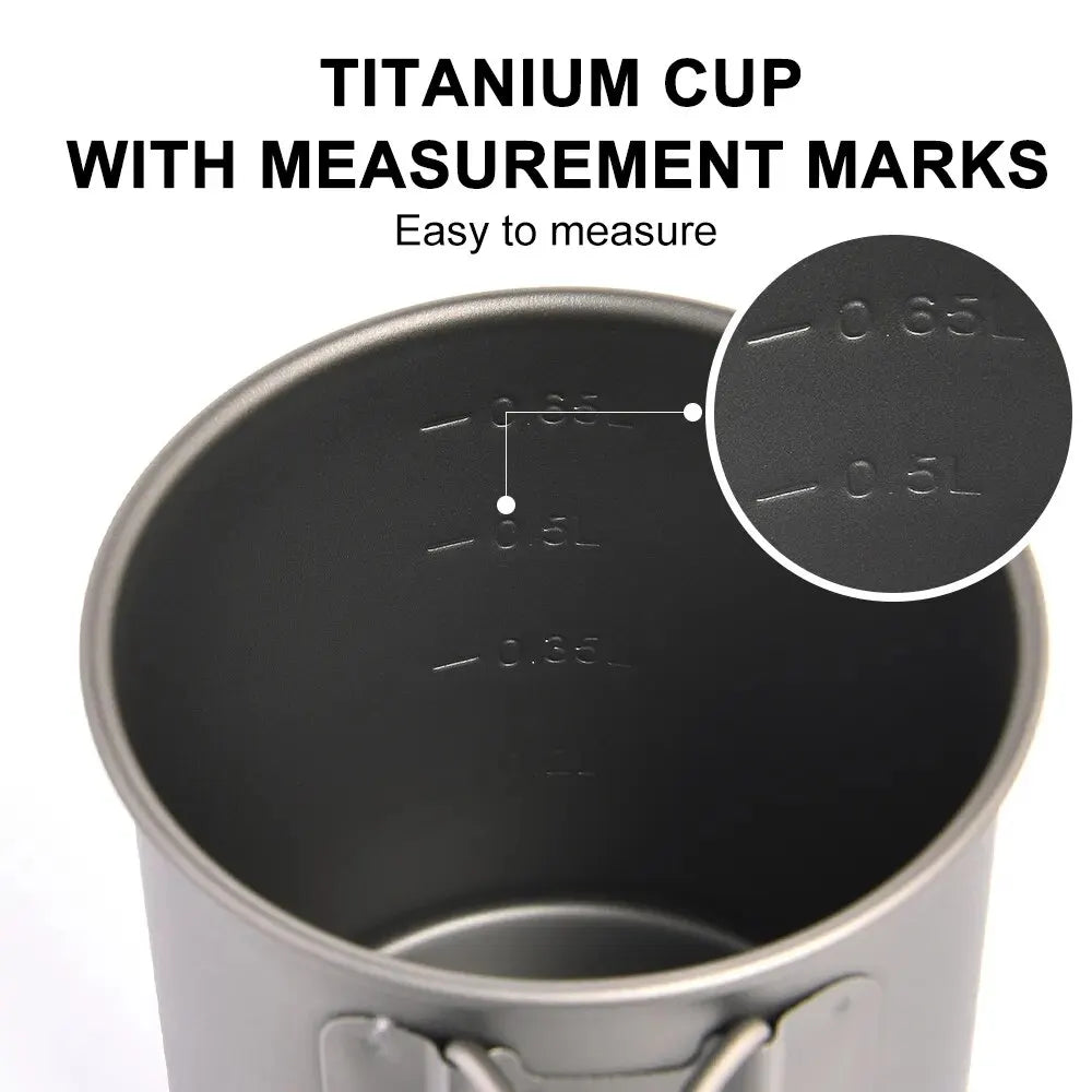 Camping Mug. Titanium Cup. Tableware Picnic Utensils Outdoor Kitchen Equipment Travel Cooking Set Cookware Hiking