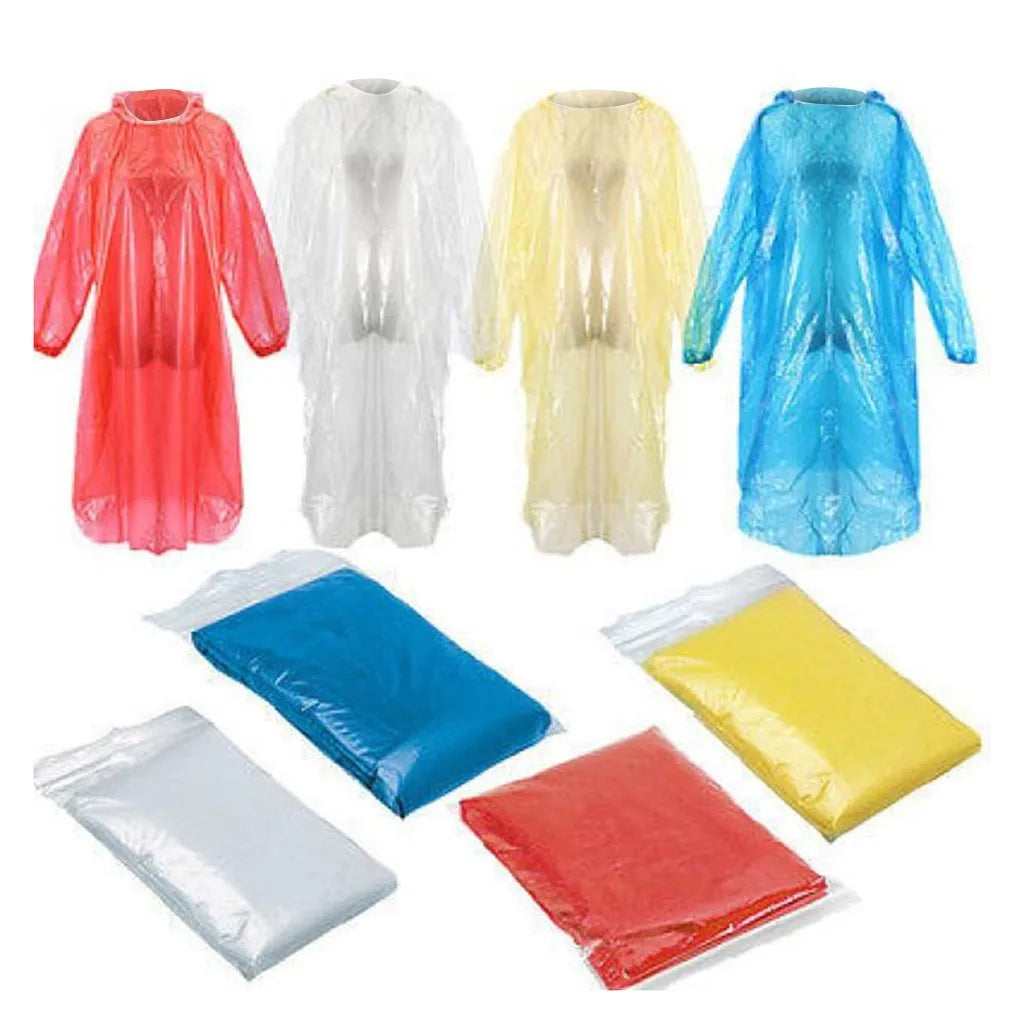 Disposable Rain Ponchos Raincoat with Hood, Adults Emergency Waterproof Raincoat for Camping Hiking Sport Outdoors