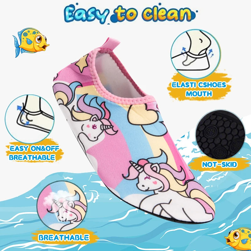 Kids Water Sport Beach Swimming Socks Girl Thin Multi Prints Anti Slip Fitness Yoga Dance Swim Surf Diving Underwater Shoes