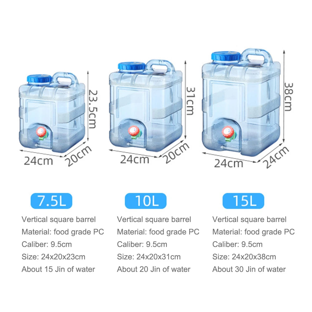 Outdoor Water Bucket With Spigot, Leakproof Camping Water Tank Water Container With Detachable Faucet