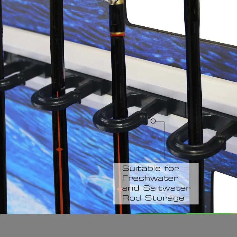 8 Bass Fishing Rod Holder for Garage, Wall Rack or Ceiling Mount Fishing Pole Holder, Vertical