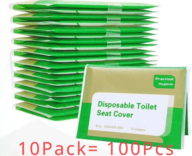100PCS Disposable Toilet Seat Cover Portable Travel Camping Hotel Bathroom Degradable Waterproof Toilet Mat Accessories