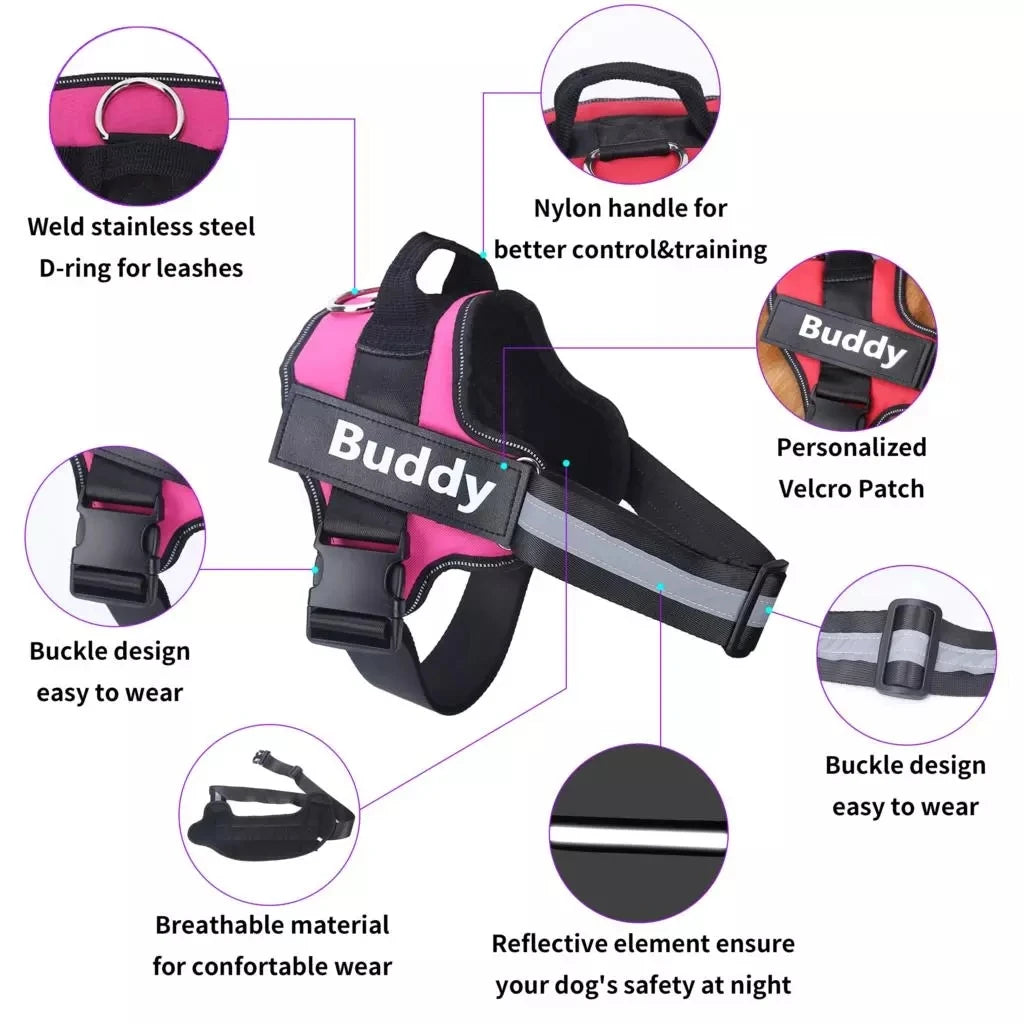 Personalized Dog Harness. NO PULL Reflective Breathable Pet Harness. Vest For Small or Large Dog. Outdoor Walk Training Accessories