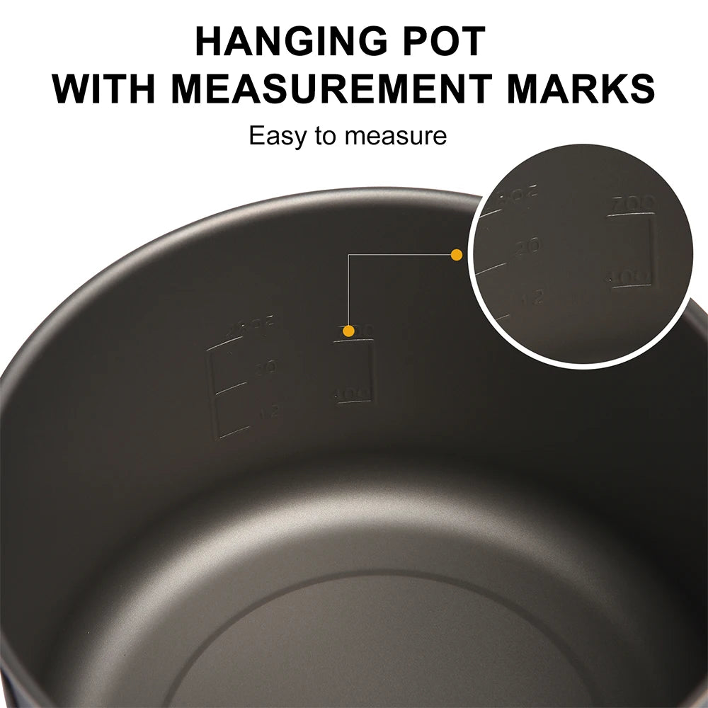 Widesea Camping Tableware Titanium Cookware set tourism cauldron Outdoor Cooking Pot Picnic Kitchen Hiking Trekking