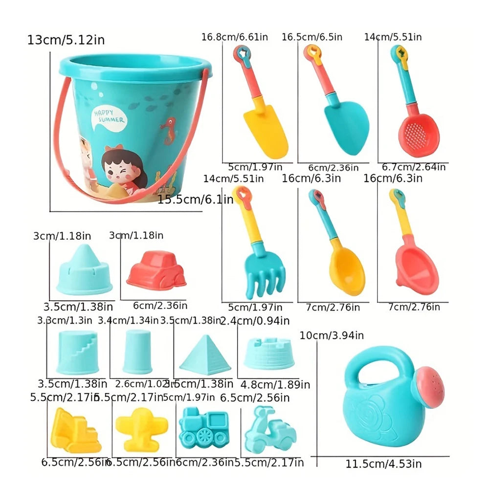 18PCS Beach Sand Toy Set, Durable Plastic, Summer Pool Beach Game Set,  Outdoor Sand Play Tools For Boys And Girls,.