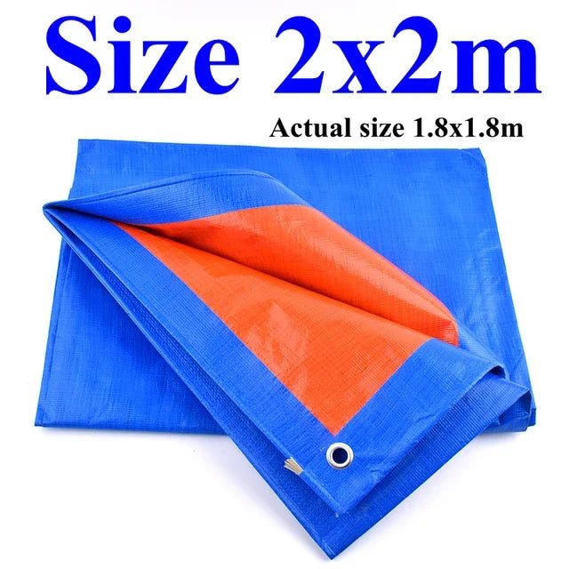 Waterproof Blue Orange Plastic PE Tent Tarp.  UV Protective Tarp Awnings. Awnings Summer Backyard Gardens Rain Cover
