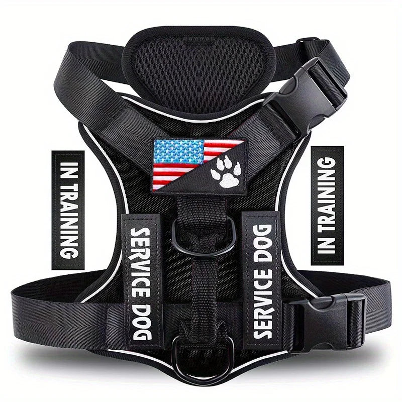 Service Dog Harness, Reflective Dog Vest Harness , Adjustable Soft Oxford Pet Harness.