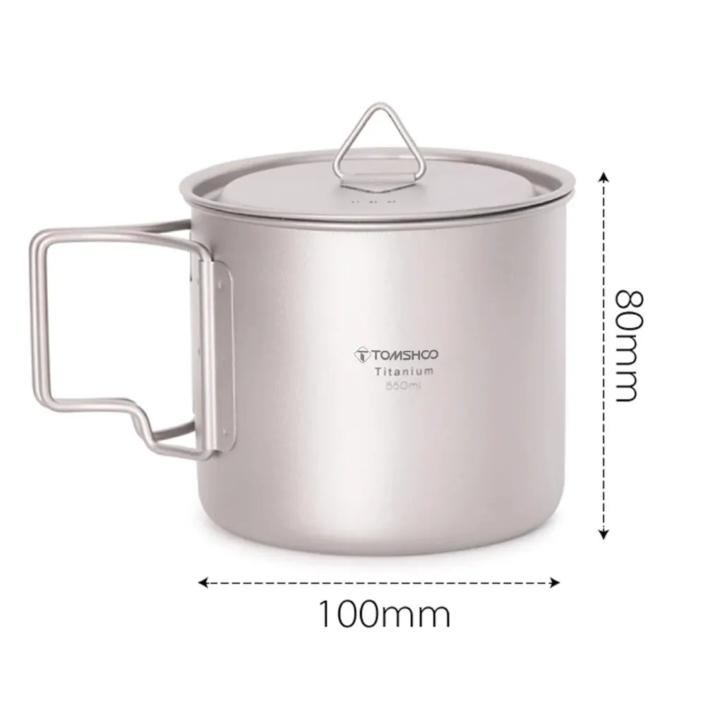 Ultralight Titanium Cup Outdoor Portable 2PCS Cup Set Camping Picnic Water Cup Mug with Foldable Handle