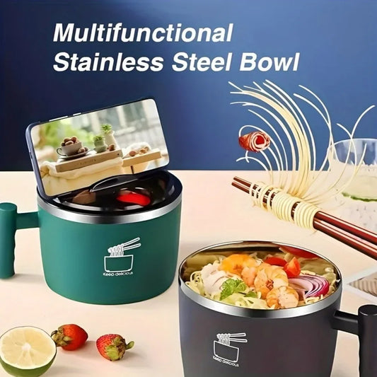 Ramen Bowl, Lunch Container, Large Thai Soup Bowls, Tableware with Phone Stand, Cereal Bowls for Home, Kitchen, Camping,