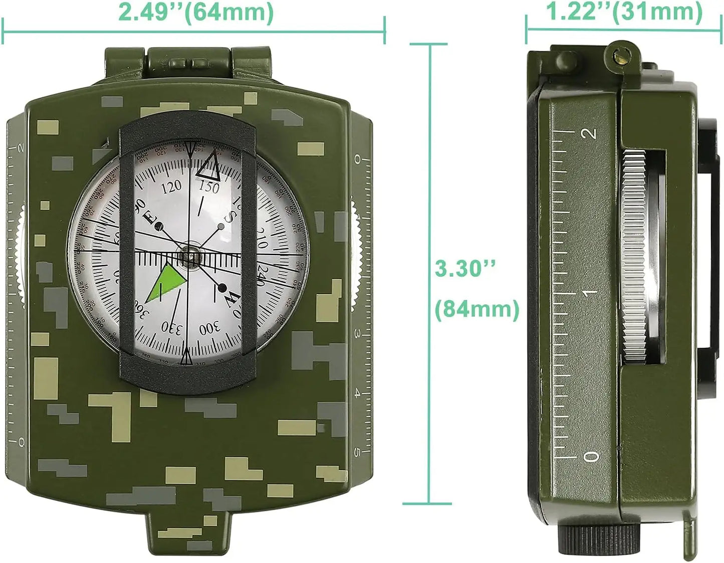Compass, Military, Waterproof, Sighting, Bubble Levels, Carrying Bag, for Hiking, Camping, Climbing, Biking.