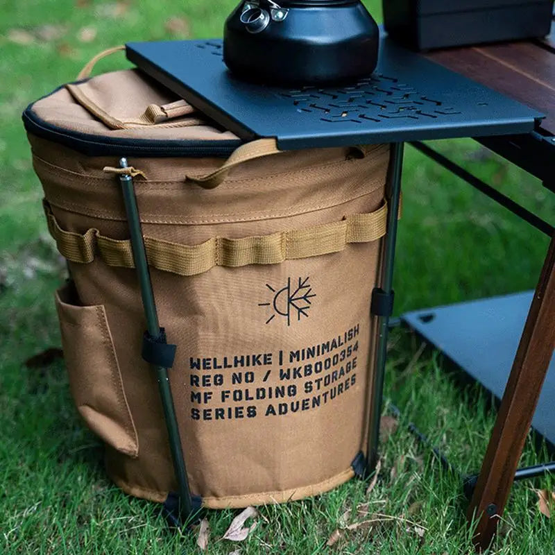 Portable Camping Ice Bucket . Folding Outdoor Water Container. Insulated Camp Cooler Bucket