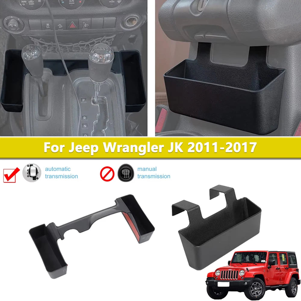2PACK Armrest Storage Box Gear Shift Side Organizer for Jeep Wrangler JK JKU 2011-2017, Interior Tray Accessories Stowing Tidying