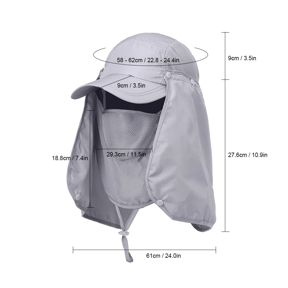 Fishing Hat Outdoor Sport Hiking Visor Hat UV Protection Face Neck Cover Fishing Sun Protection Cap Breathable Quick-drying Hat