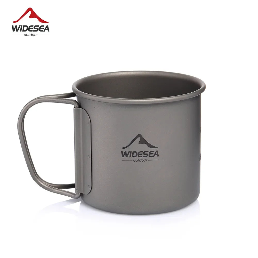 Camping Mug. Titanium Cup. Tableware Picnic Utensils Outdoor Kitchen Equipment Travel Cooking Set Cookware Hiking