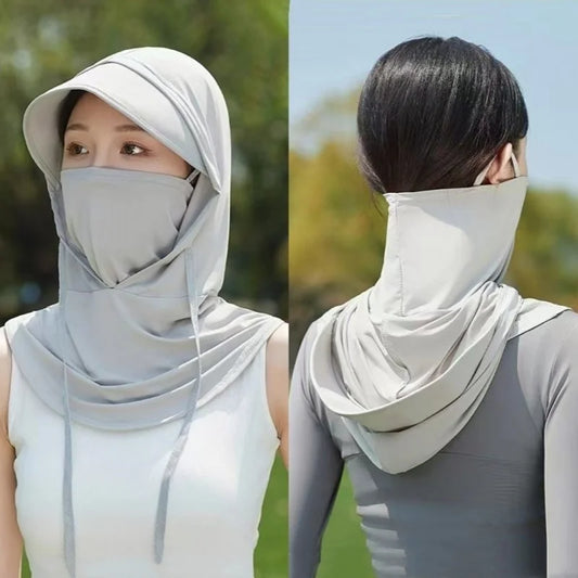 Summer 360 Full Face Sun Protection Mask. Hat Ice Silk Anti-UV Fishing Cycling Hood Neck Mask Covers Integrated Sunhat