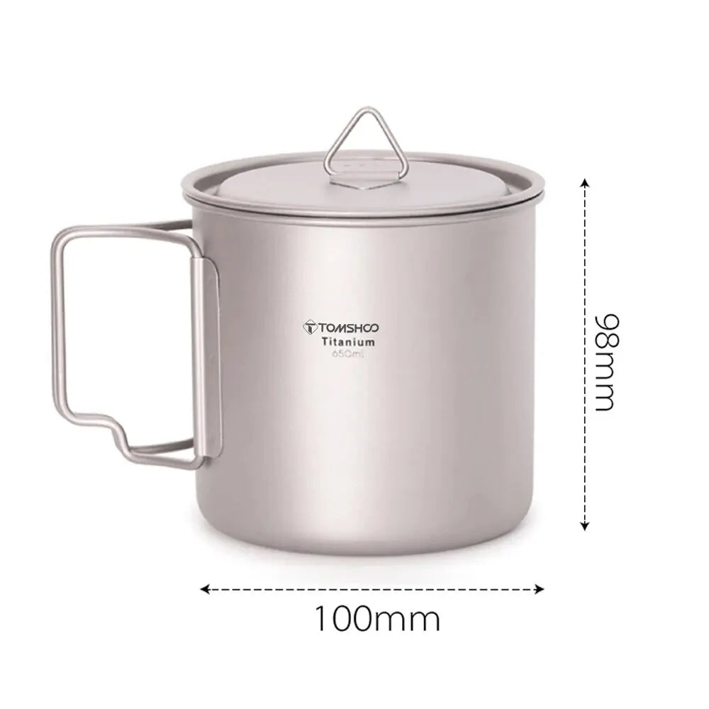 Ultralight Titanium Cup Outdoor Portable 2PCS Cup Set Camping Picnic Water Cup Mug with Foldable Handle
