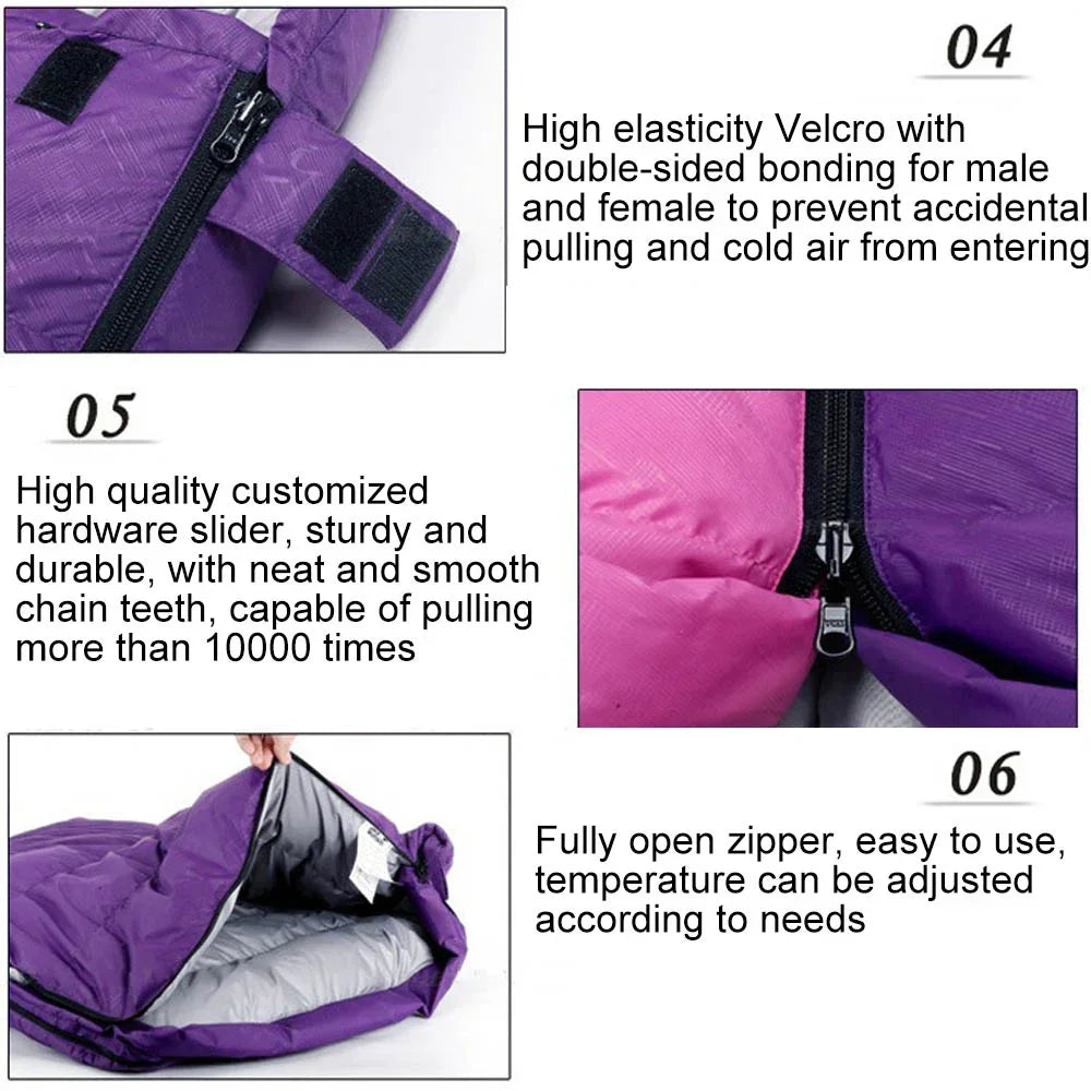 Outdoor down sleeping bag 210cm*80cm single person thick and warm camping sleeping bag -10°C to 20°C can be spliced sleeping bag
