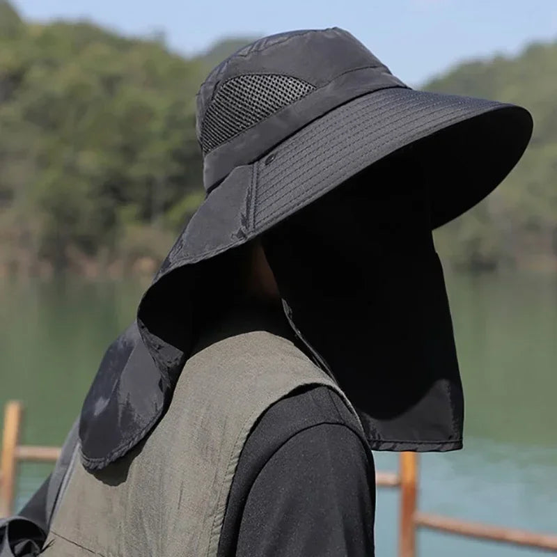 Summer Sun Hats UV Protection.  Outdoor Hunting Fishing Cap For Men Women. Hiking Camping Visor. Bucket Hat Neck Flap Fisherman Hat