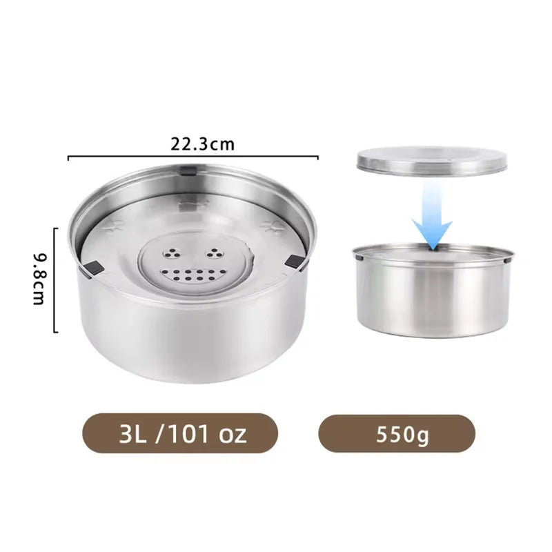 Stainless Steel No Spill Water Bowl for Dogs/Cats Non-Slip Slow Dog Bowl Water Feeder Dispenser for Medium Large Dogs