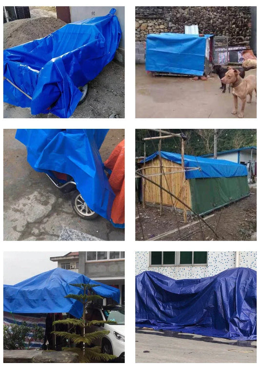 Waterproof Blue Orange Plastic PE Tent Tarp.  UV Protective Tarp Awnings. Awnings Summer Backyard Gardens Rain Cover