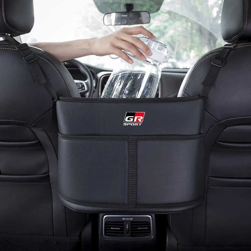 Leather Car Seat Middle Hanger Storage Bag Auto Handbag Holder Between Seats