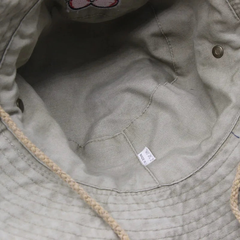 Embroidered Bad Bunny Fisherman Hat.  Bucket Hat for Men Woman Wide Brim Sun Cap Hiking Camping Hat