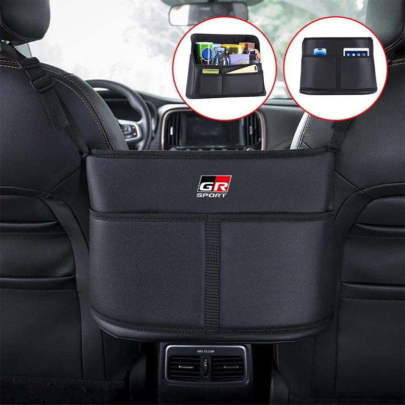 Leather Car Seat Middle Hanger Storage Bag Auto Handbag Holder Between Seats