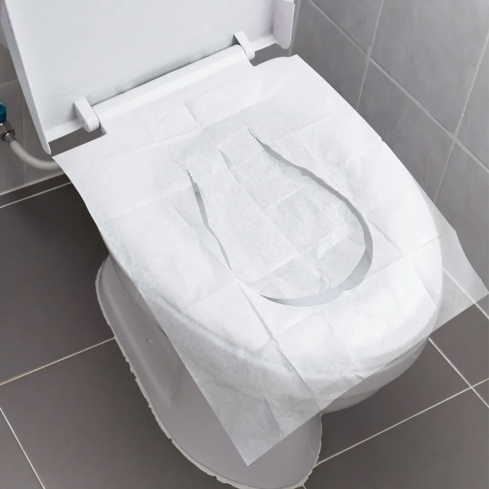 100PCS Disposable Toilet Seat Cover Portable Travel Camping Hotel Bathroom Degradable Waterproof Toilet Mat Accessories