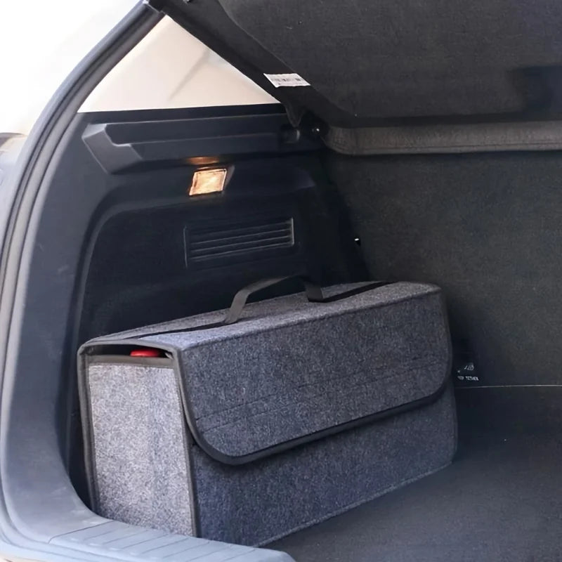 Gray Anti Slip Compartment Boot Storage Organizer, Tool Car Storage Bag, Car Trunk Organizer, Soft Felt Storage Box Car Accessories