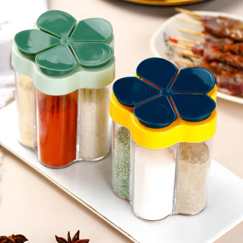 Camping Seasoning Jar with Lids Transparent Spice Compartment for Outdoor Cooking BBQ Salt and Pepper Shaker Outdoor Camping