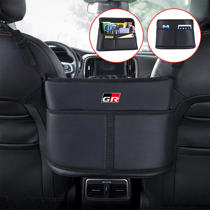 Leather Car Seat Middle Hanger Storage Bag Auto Handbag Holder Between Seats