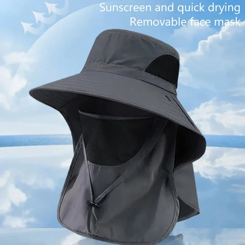 Summer Sun Hats UV Protection.  Outdoor Hunting Fishing Cap For Men Women. Hiking Camping Visor. Bucket Hat Neck Flap Fisherman Hat