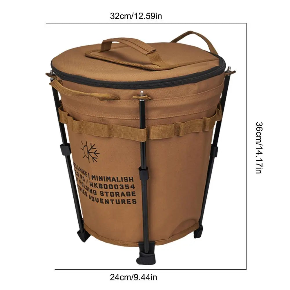 Portable Camping Ice Bucket . Folding Outdoor Water Container. Insulated Camp Cooler Bucket
